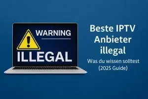 IPTV Anbieter im Vergleich 2025 – Bærbar computer med forskellige IPTV-apps auf dem Bildschirm