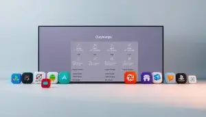 Vergleich af IPTV Apps – Übersicht auf Smart TV med App-Symbolen